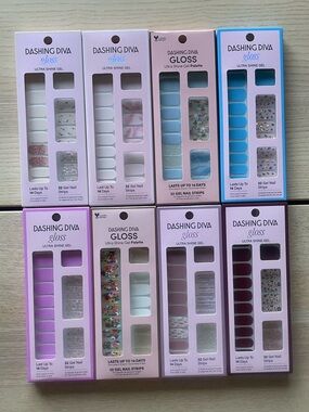 BIG lot of Dashing Diva Gloss Ultra Shine Gel Nail Strips, press on nails 8 pack